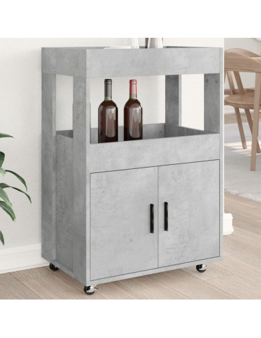 Carrello Bar Grigio Cemento 60x39,5x89 cm in Legno Multistrato