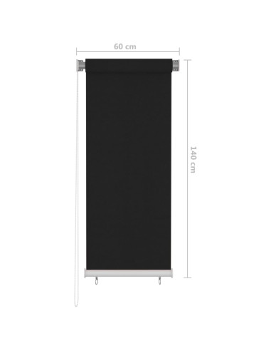 Tenda a Rullo per Esterni 60x140 cm Nera