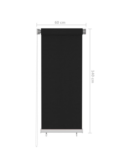 Tenda a Rullo per Esterni 60x140 cm Nera