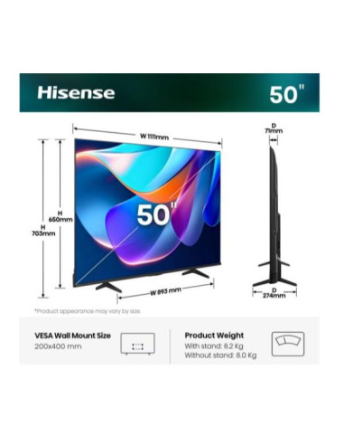 50 A69S 4K UHD SMART VIDAA