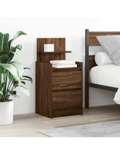 Comodino con 2 Cassetti Rovere Marrone 38x34x80 cm