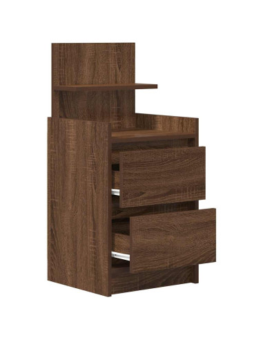 Comodino con 2 Cassetti Rovere Marrone 38x34x80 cm
