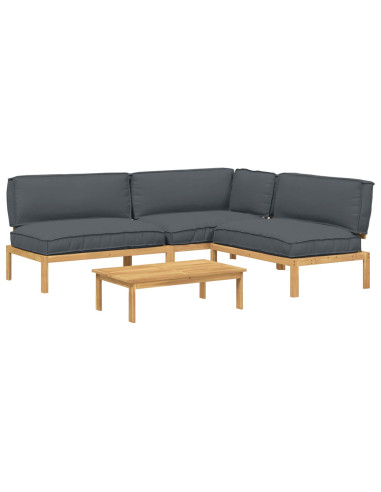 Set di divani 4 pcs Antracite Legno di Acacia Massello