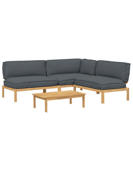 Set di divani 4 pcs Antracite Legno di Acacia Massello