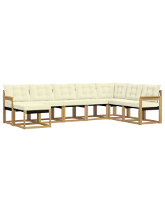 Set di divani da esterno con cuscino 8 pcs Bianco e Crema 2