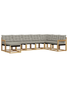 Set di divani da esterno 8 pcs Bianco e Grigio Chiaro 2