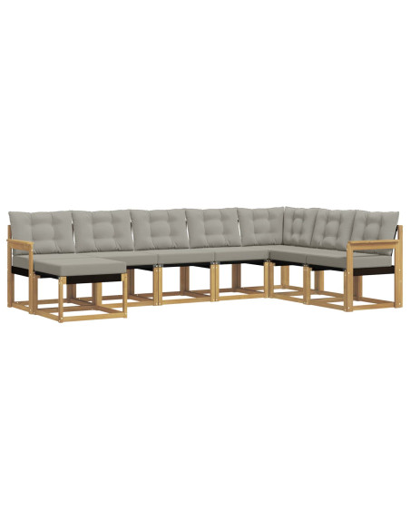 Set di divani da esterno 8 pcs Bianco e Grigio Chiaro