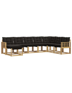 Set di divani da esterno con cuscino 8 pcs Bianco e Nero 2