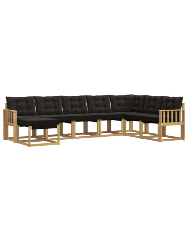 Set di divani da esterno con cuscino 8 pcs Bianco e Nero