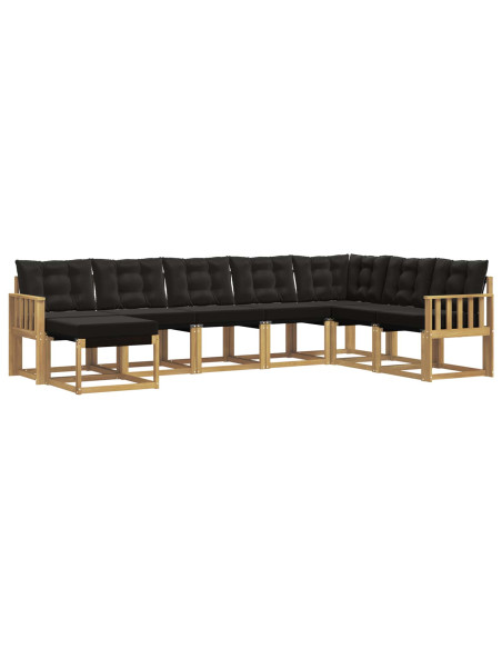 Set di divani da esterno con cuscino 8 pcs Bianco e Nero