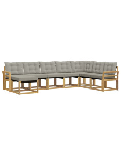 Set di divani da esterno 8 pcs Bianco e Grigio Chiaro 2