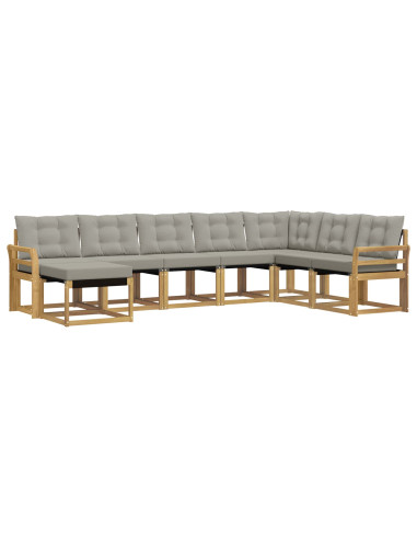 Set di divani da esterno 8 pcs Bianco e Grigio Chiaro