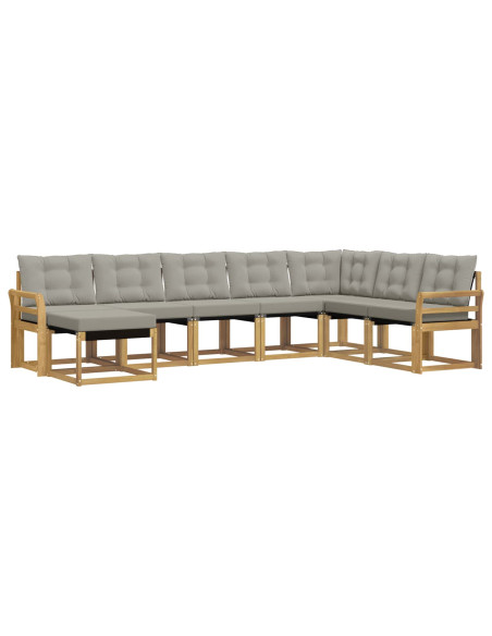 Set di divani da esterno 8 pcs Bianco e Grigio Chiaro