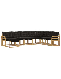 Set di divani da esterno con cuscino 8 pcs Bianco e Nero 2