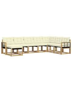 Set di divani da esterno con cuscino 8 pcs Bianco e Crema 2