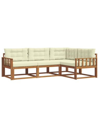 Set di divani da esterno con cuscino 4 pcs Naturale e Crema
