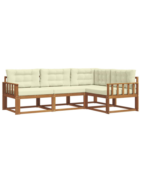 Set di divani da esterno con cuscino 4 pcs Naturale e Crema