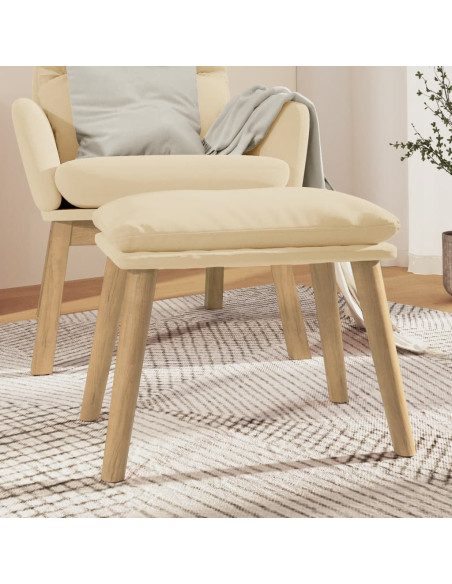 Poggiapiedi Bianco Crema 45x29,5x35 cm in Velluto