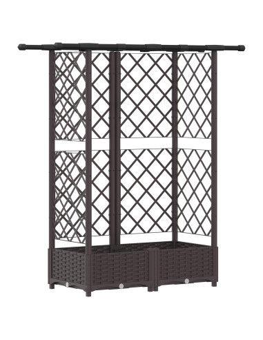 Letto Rialzato con Griglia e Tetto Marrone 124 x 40 x 123 cm PP