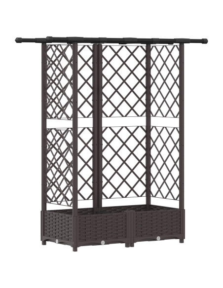 Letto Rialzato con Griglia e Tetto Marrone 124 x 40 x 123 cm PP