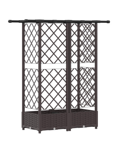 Letto Rialzato con Griglia e Tetto Marrone 124 x 40 x 123 cm PP