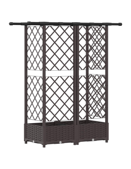 Letto Rialzato con Griglia e Tetto Marrone 124 x 40 x 123 cm PP