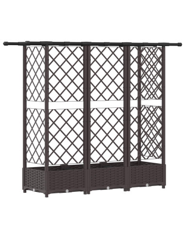 Letto Rialzato con Griglia e Tetto Marrone 164 x 40 x 123 cm PP