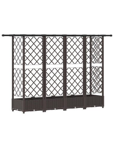 Letto Rialzato con Griglia e Tetto Marrone 202,5 x 40 x 123 cm