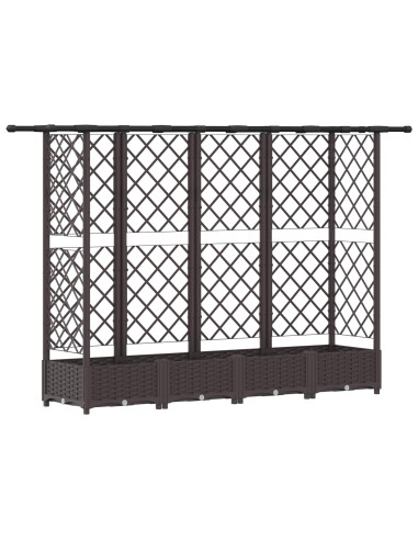 Letto Rialzato con Griglia e Tetto Marrone 202,5 x 40 x 123 cm