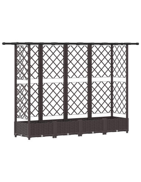 Letto Rialzato con Griglia e Tetto Marrone 202,5 x 40 x 123 cm