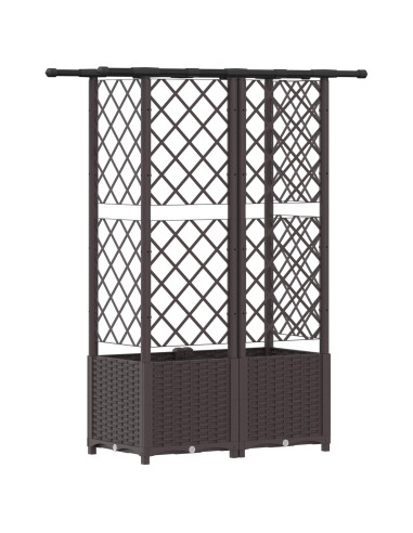 Letto Rialzato con Griglia e Tetto Marrone 124 x 40 x 138 cm PP