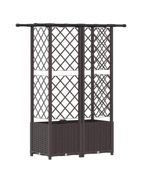 Letto Rialzato con Griglia e Tetto Marrone 124 x 40 x 138 cm PP