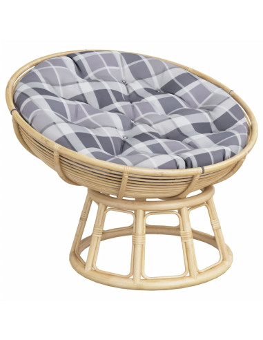 Cuscino Rotondo Grigio Motivo Quadri Ø 100x11 cm Tessuto Oxford