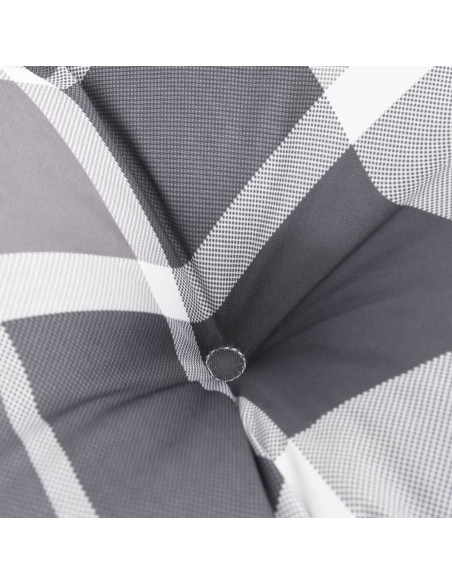 Cuscino Rotondo Grigio Motivo Quadri Ø 100x11 cm Tessuto Oxford