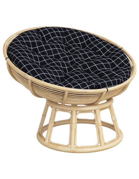 Cuscino Rotondo Nero Motivo a Quadri Ø 100x11 cm Tessuto Oxford