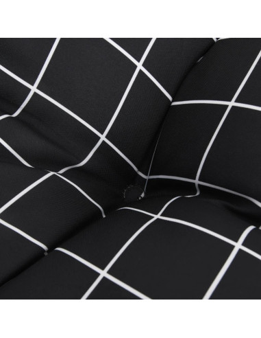 Cuscino Rotondo Nero Motivo a Quadri Ø 100x11 cm Tessuto Oxford