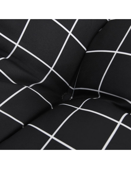 Cuscino Rotondo Nero Motivo a Quadri Ø 100x11 cm Tessuto Oxford