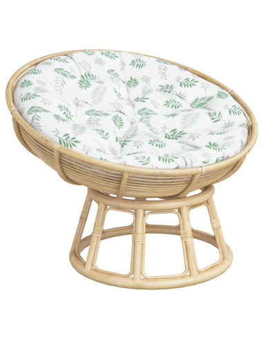 Cuscino Rotondo Motivo a Foglie Ø 100x11 cm in Tessuto Oxford