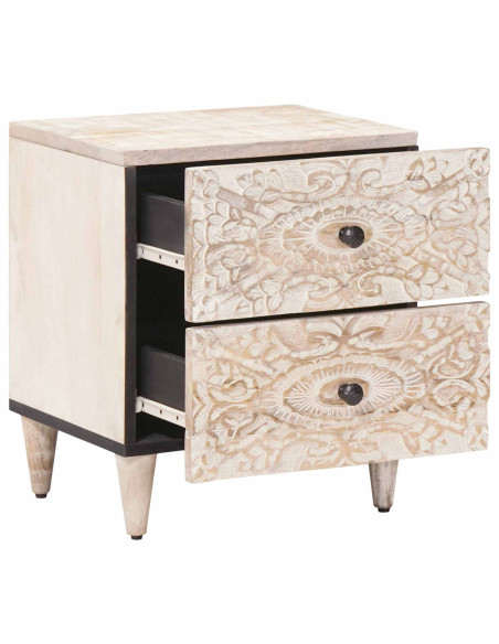 Armadio da Notte con cassetto 2 pcs Bianco 40 x 33,5 x 46 cm