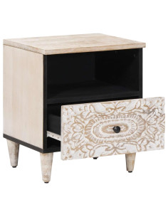 Mobiletto da Letto con cassetto Bianco 40 x 33 x 46 cm 2