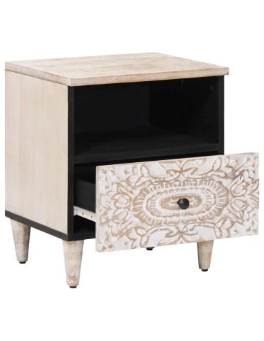 Mobiletto da Letto con cassetto Bianco 40 x 33 x 46 cm