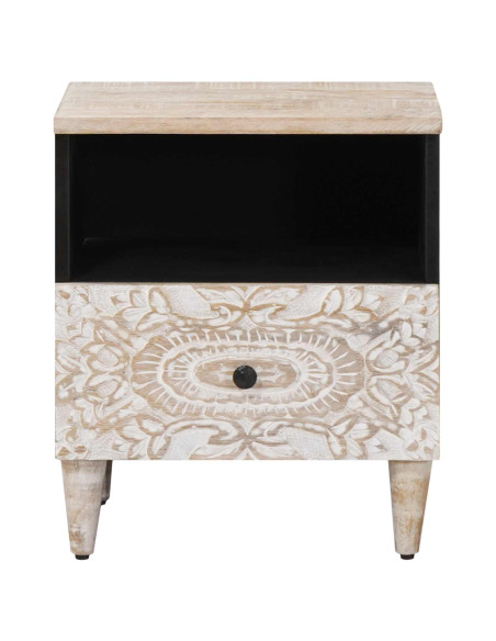 Mobiletto da Letto con cassetto Bianco 40 x 33 x 46 cm