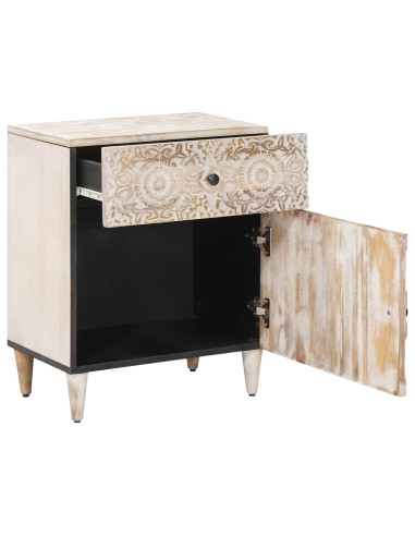 Mobiletto da Letto con cassetto Bianco 50 x 33 x 60 cm