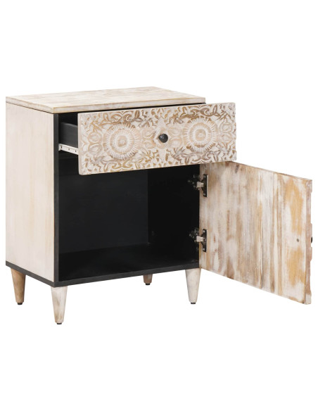 Mobiletto da Letto con cassetto Bianco 50 x 33 x 60 cm