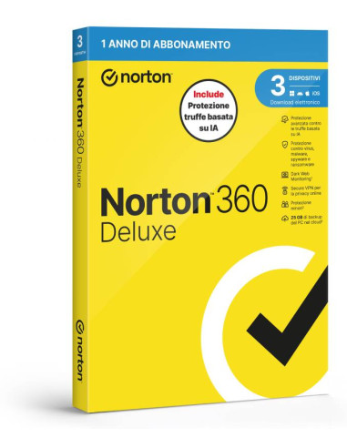 ANTIVIRUS DELUXE 2026 3DEV 25GB 12M NORTON DELUXE  ANTITRUFFA 3D1Y25G