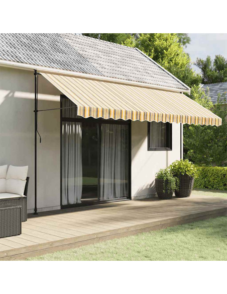 Tessuto Ricambio per Mantovana Tenda Righe Giallo Grigio 4,5 m
