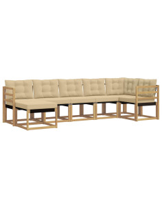 Set di divani da esterno con cuscino 7 pcs Bianco e Beige 2