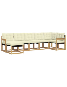 Set di divani da esterno con cuscino 7 pcs Bianco e Crema 2