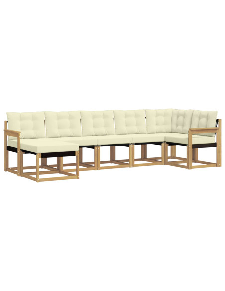 Set di divani da esterno con cuscino 7 pcs Bianco e Crema