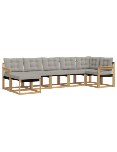 Set di divani da esterno 7 pcs Bianco e Grigio Chiaro 2